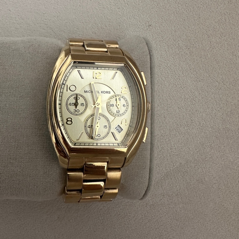 Michael Kors Gold Tonneau Watch with Chronograph